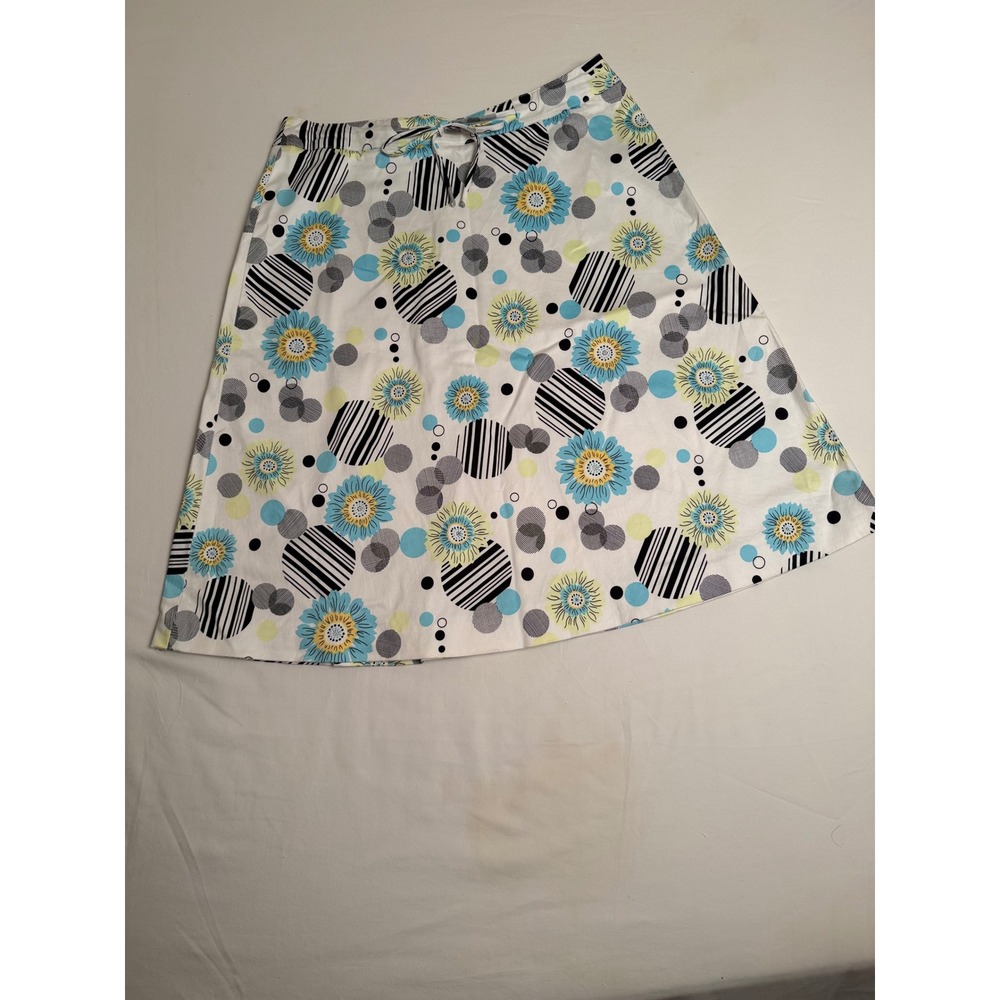 Talbots Petites Floral Geometric A-Line Skirt Blue Black White Size 10P Stretch